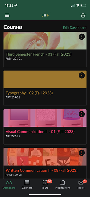 Screenshot of canvas homepage