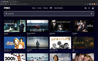 screenshot of hbo search bar