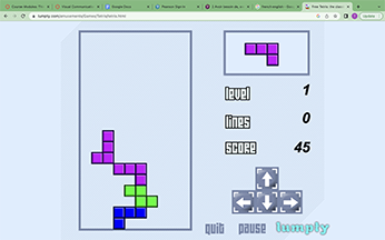 Screenshot of Tetris game on Desktop